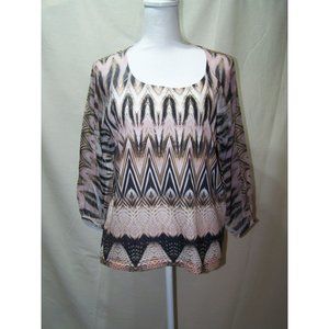 Chico's Top Blouse Size 1 Abstract Glitter Sheer Sleeve